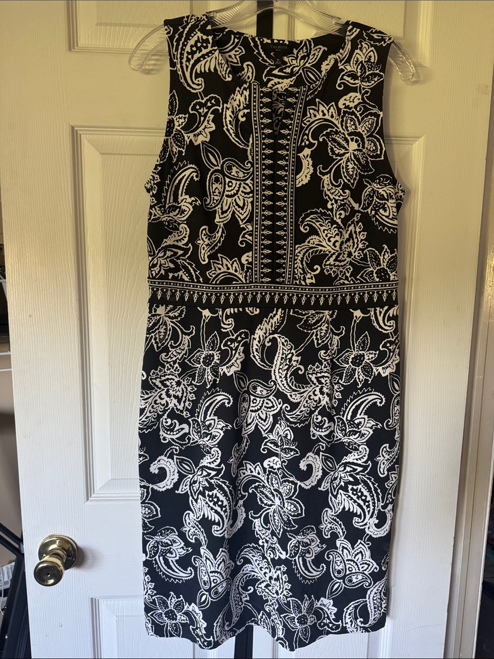 Talbots Black and White Paisley Sleeveless Dress